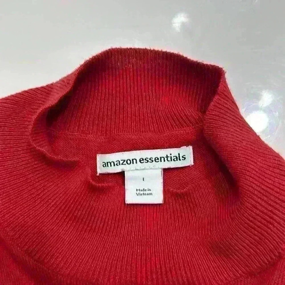 Amazon Essentials Lightweight Mockneck Red Sweater Item# 6Q - Picture 8 of 9